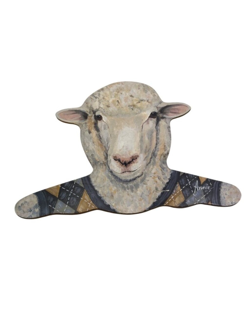 Hand-Painted Wooden Sheep Hanger By Stupell Johnston RI 16 Inches Long 86e